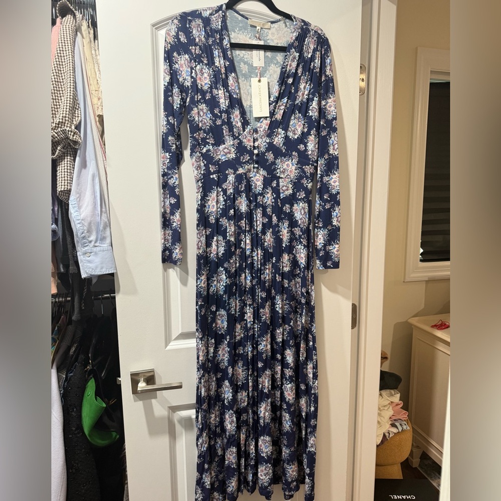 Love Shack Fancy - Viscose Floral Blue Maxi Dress NWT